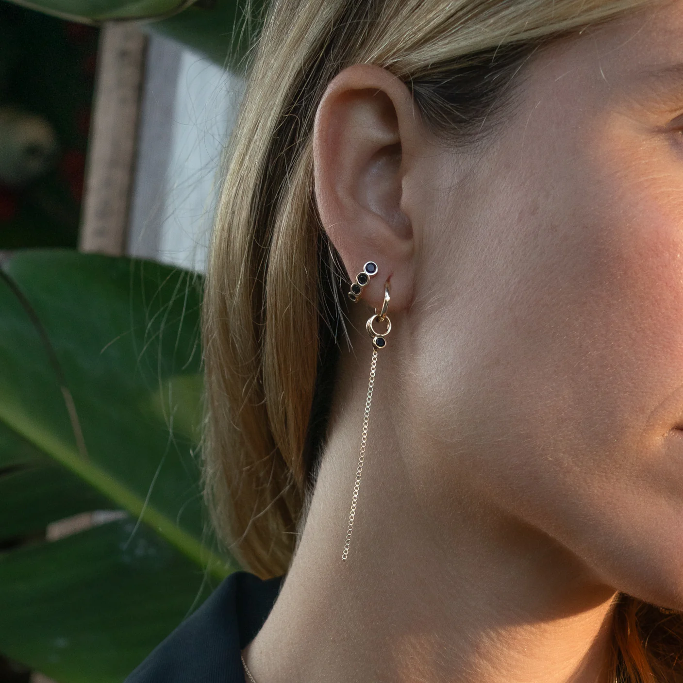 Astrid Black Hoop Earrings - Image 3