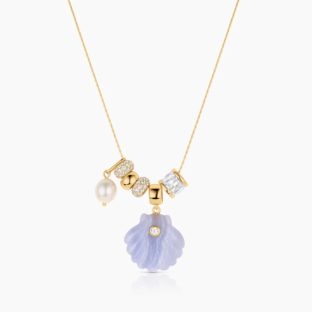 Coquille Soirée Blue Lace Shell Necklace