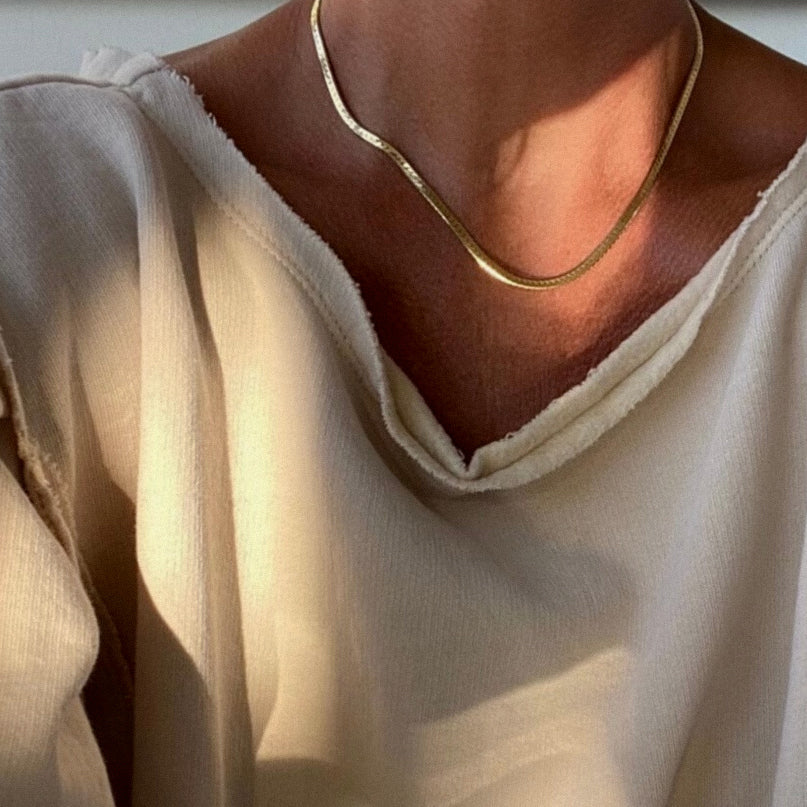 Dani Silver Herringbone Necklace - Image 3