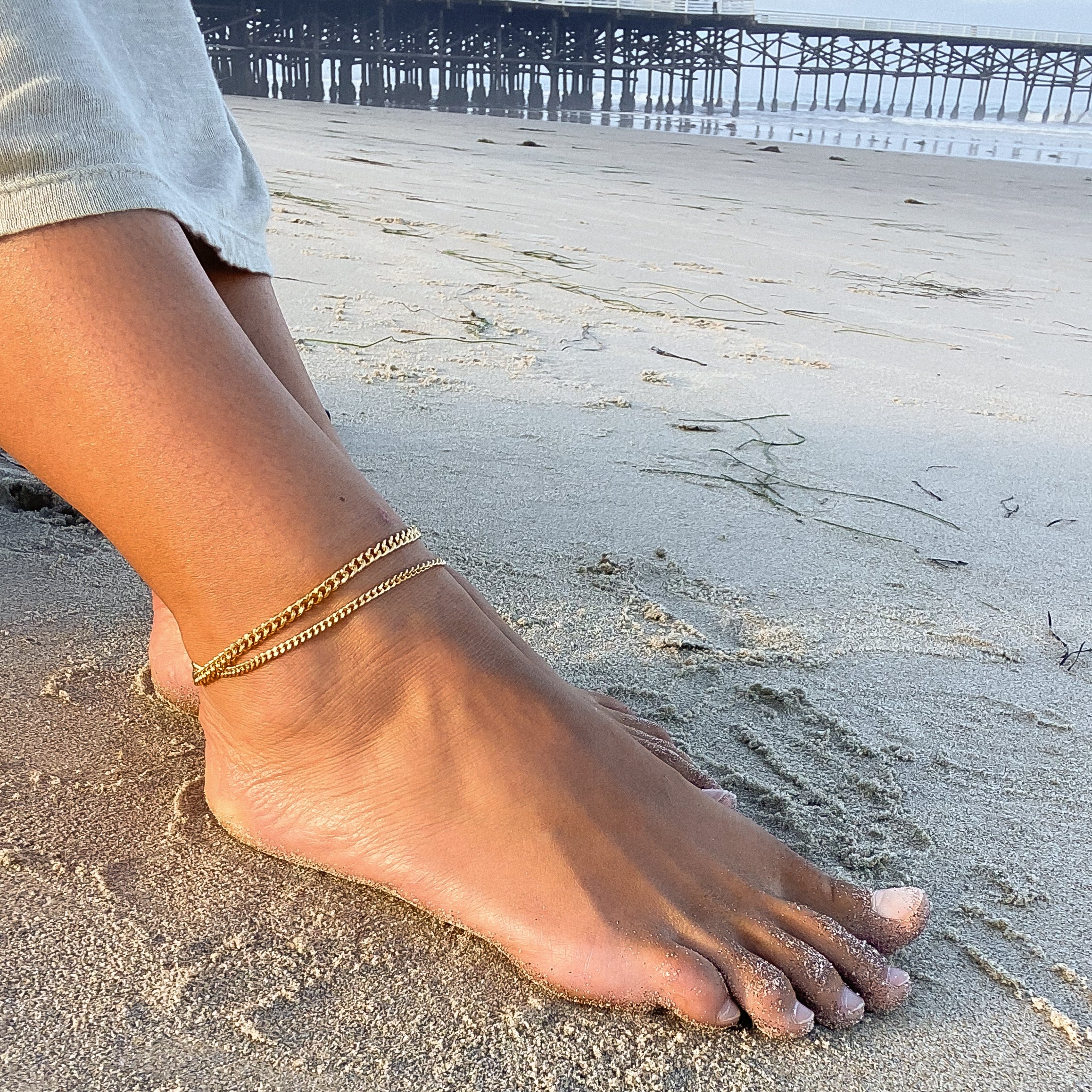 Drew Silver Curb Anklet - Image 2