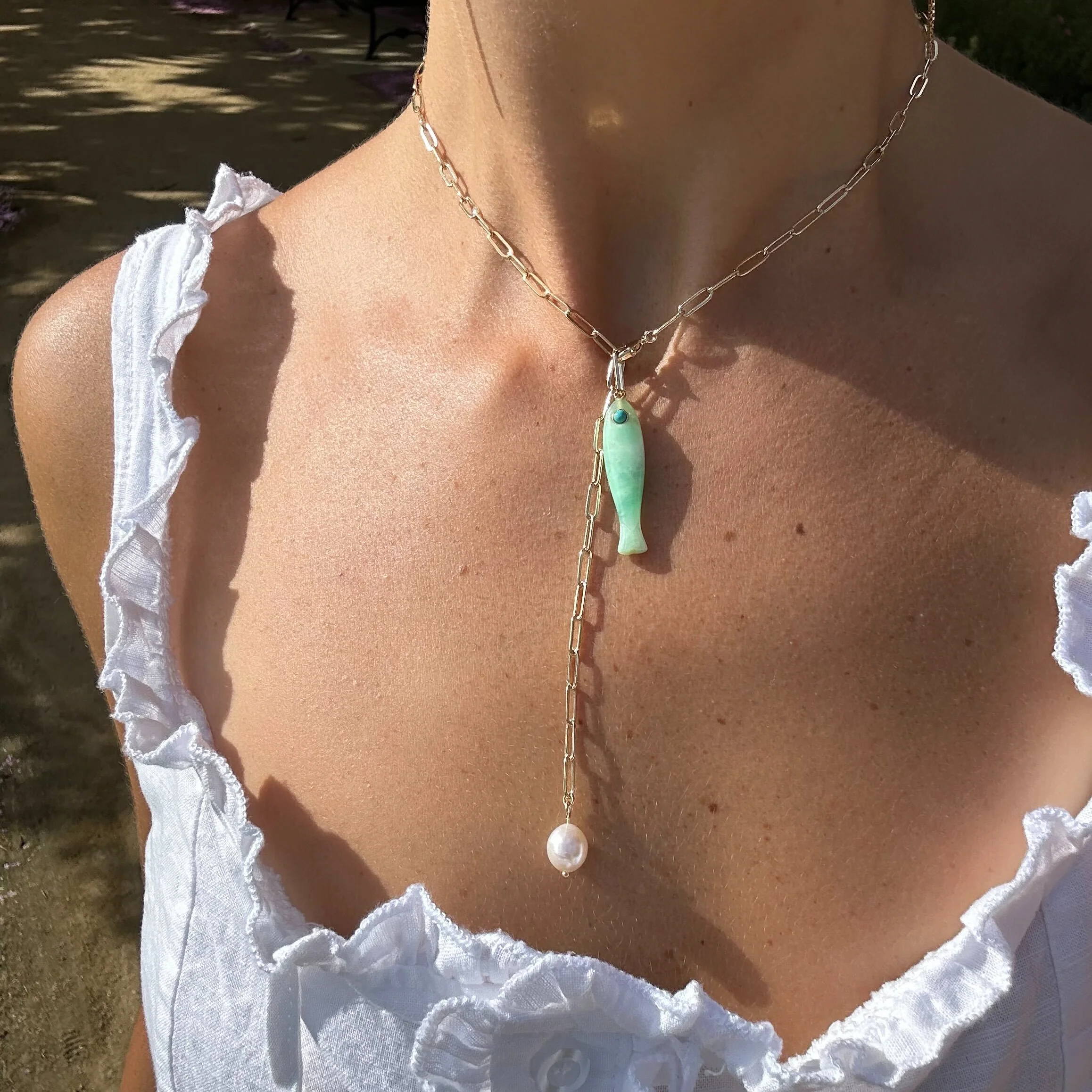 Lea Pearl Lariat Necklace - Image 3