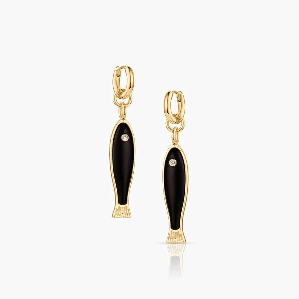 Fortuna Onyx Fish Earring Charms - Image 5