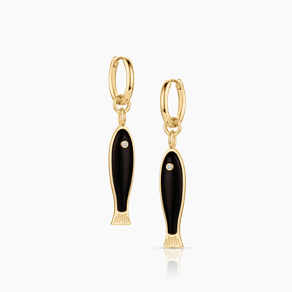 Fortuna Onyx Fish Earring Charms - Image 6