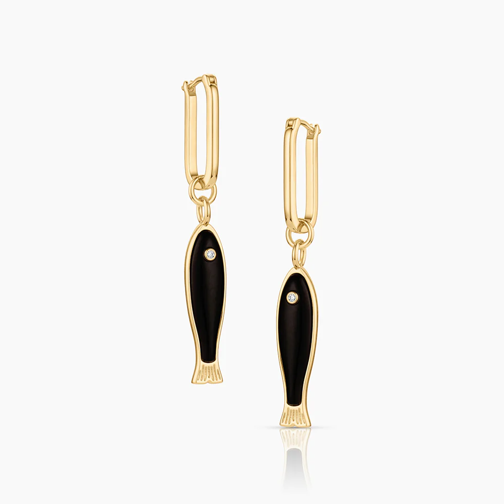 Fortuna Onyx Fish Earring Charms - Image 8