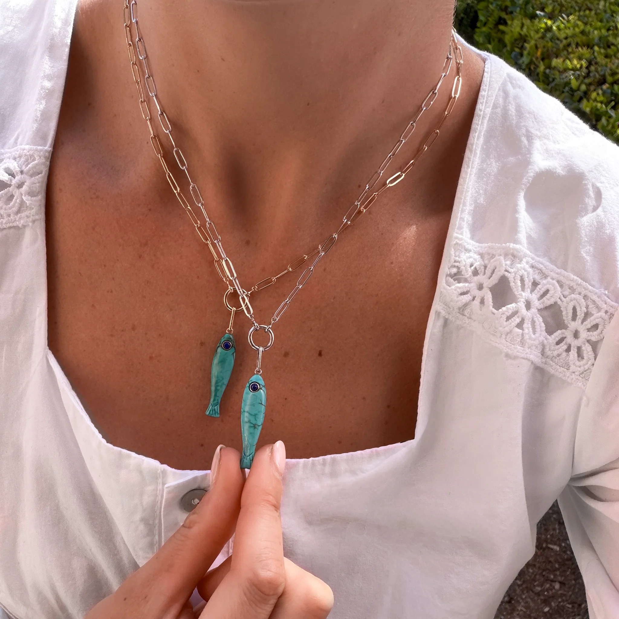 Fortuna Silver Howlite Fish - Image 3