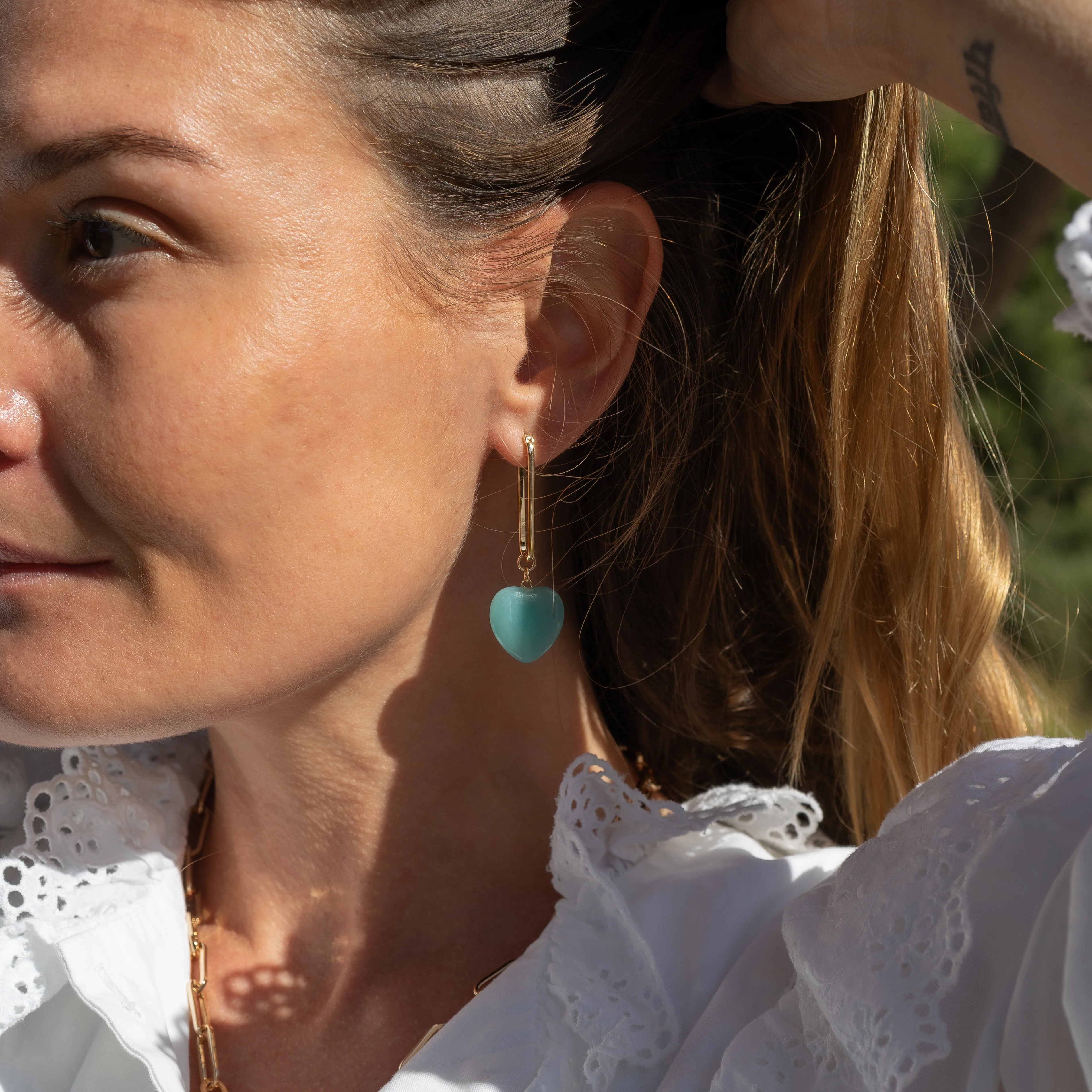Gemma Amazonite Heart Earrings - Image 2