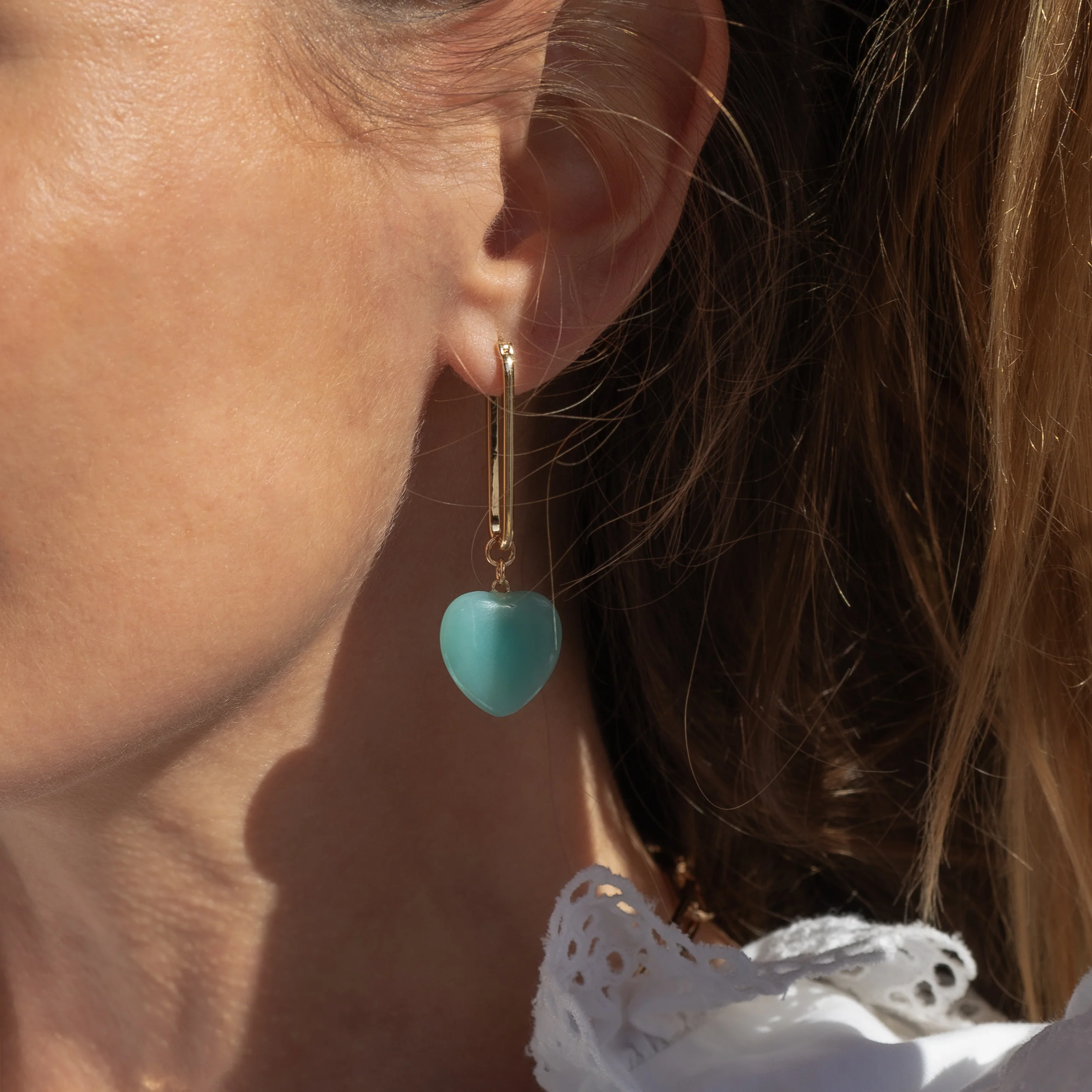Gemma Amazonite Heart Earrings - Image 3