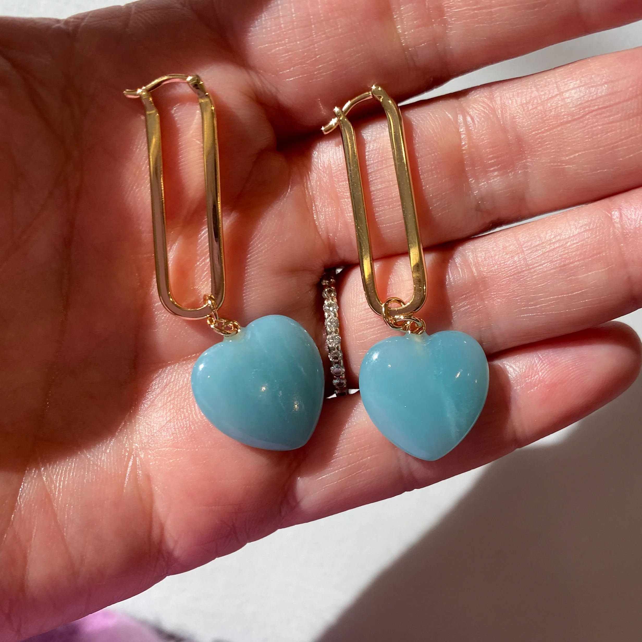 Gemma Amazonite Heart Earrings - Image 4