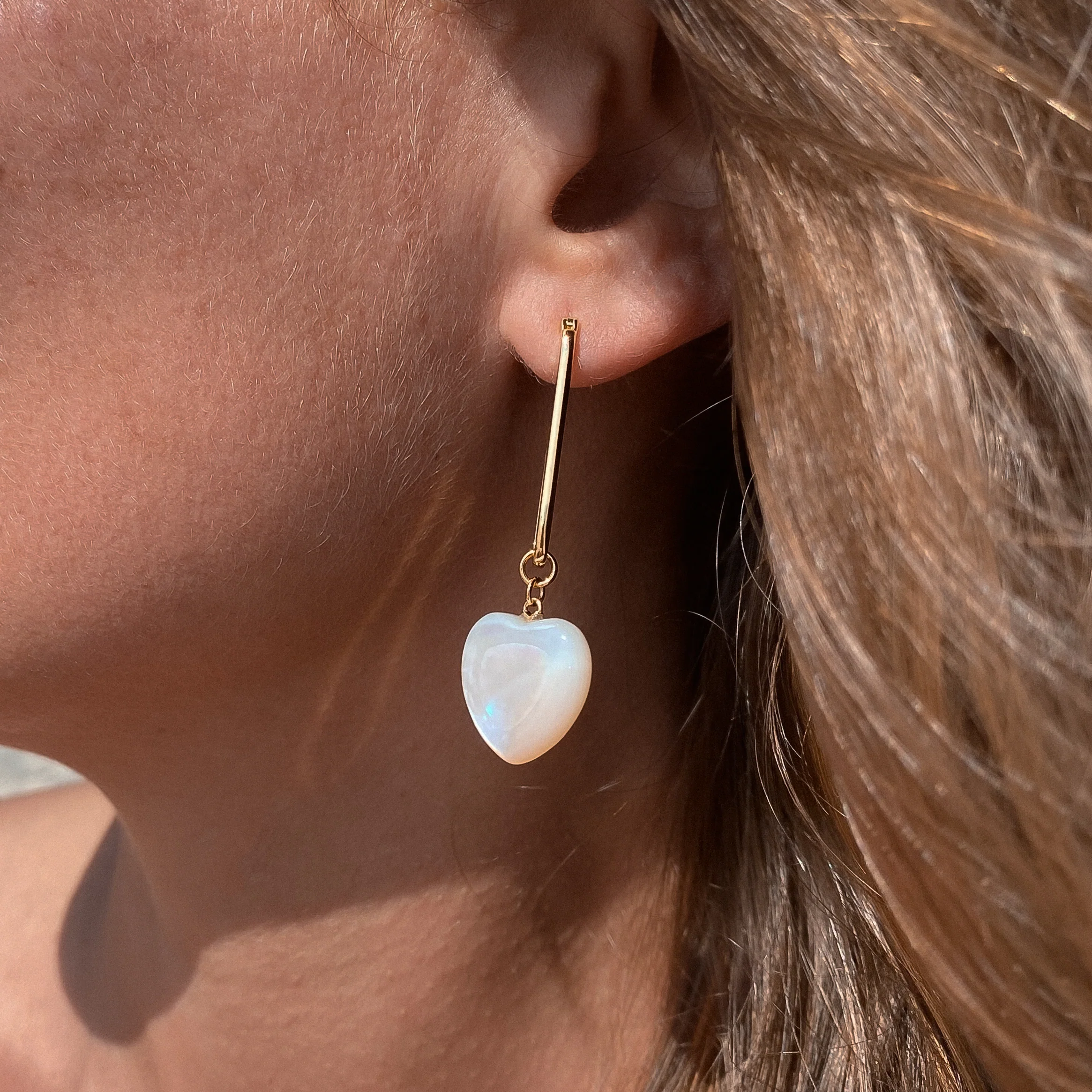 Gemma Mother Of Pearl Heart Earrings - Image 3