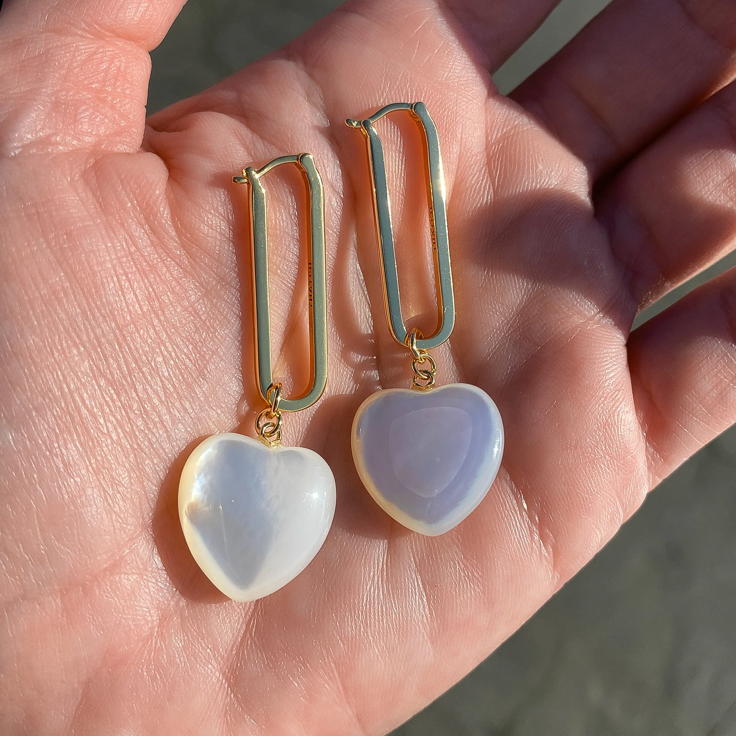 Gemma Mother Of Pearl Heart Earrings - Image 5