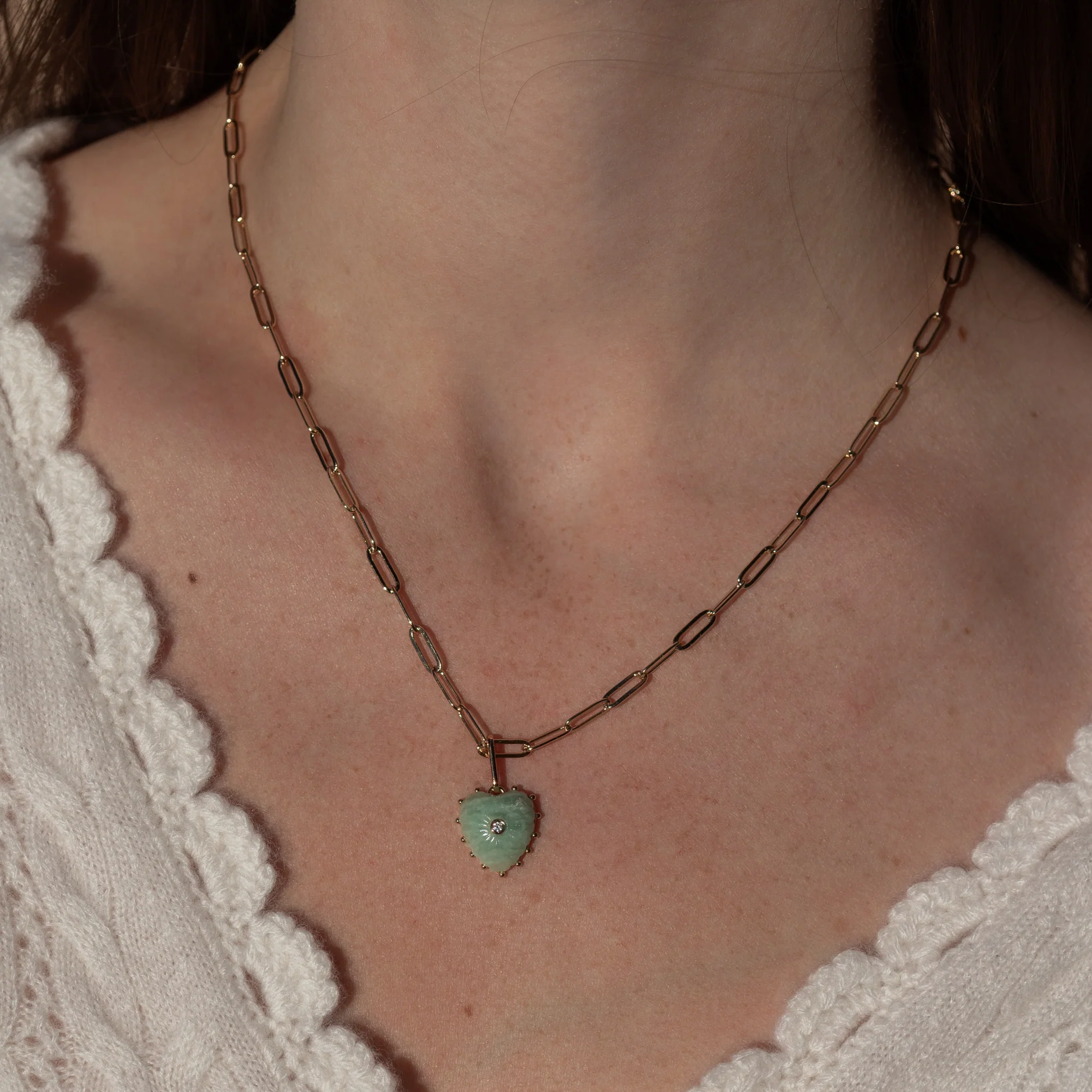 Isabel Amazonite Heart Necklace - Image 3