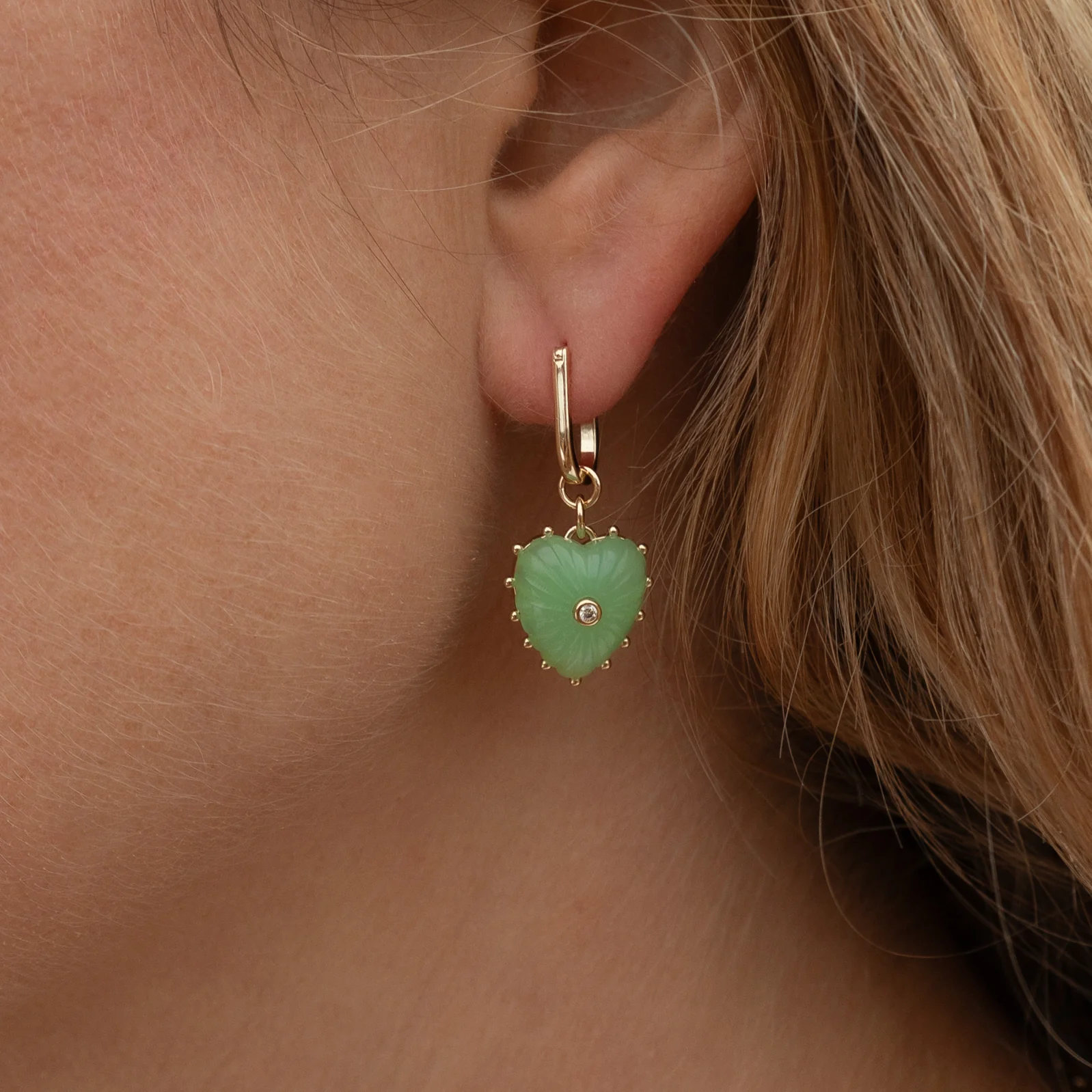 Isabel Chrysoprase Heart Earrings - Image 3