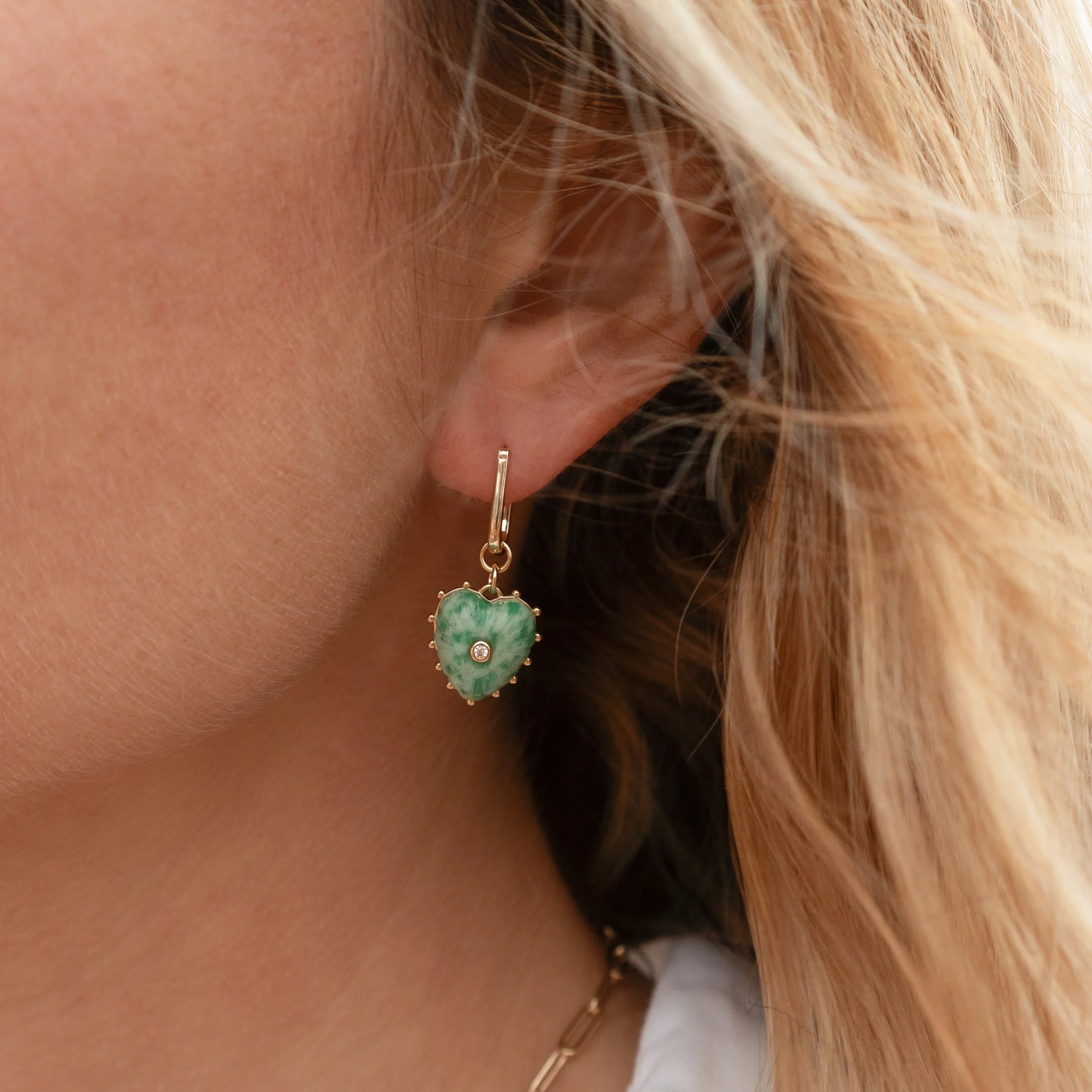 Isabel Green Dot Heart Earrings - Image 3