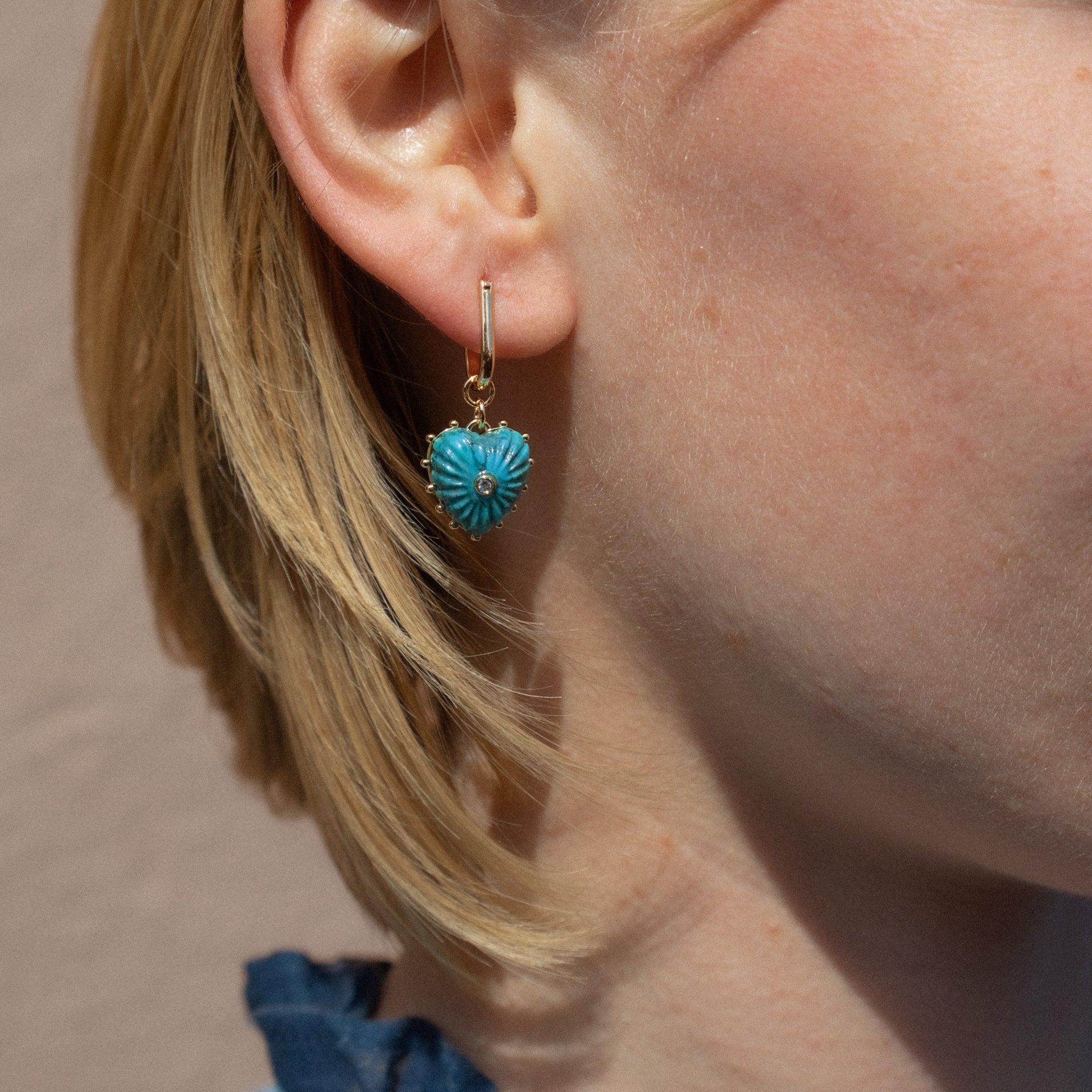 Isabel Howlite Heart Earrings - Image 3