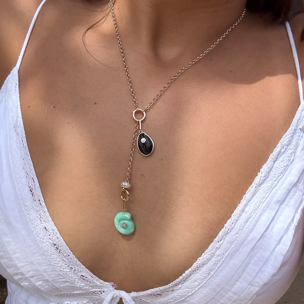 Isola Onyx and Chrysoprase Lariat Necklace - Image 3