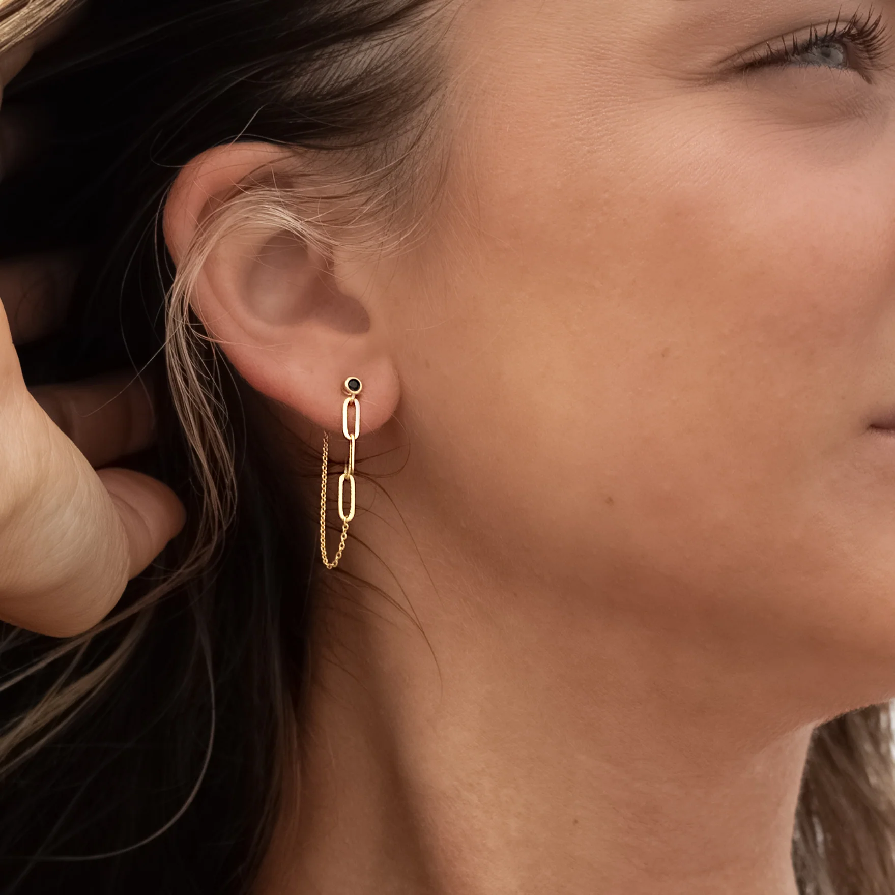 Juni Black Drop Earrings - Image 3