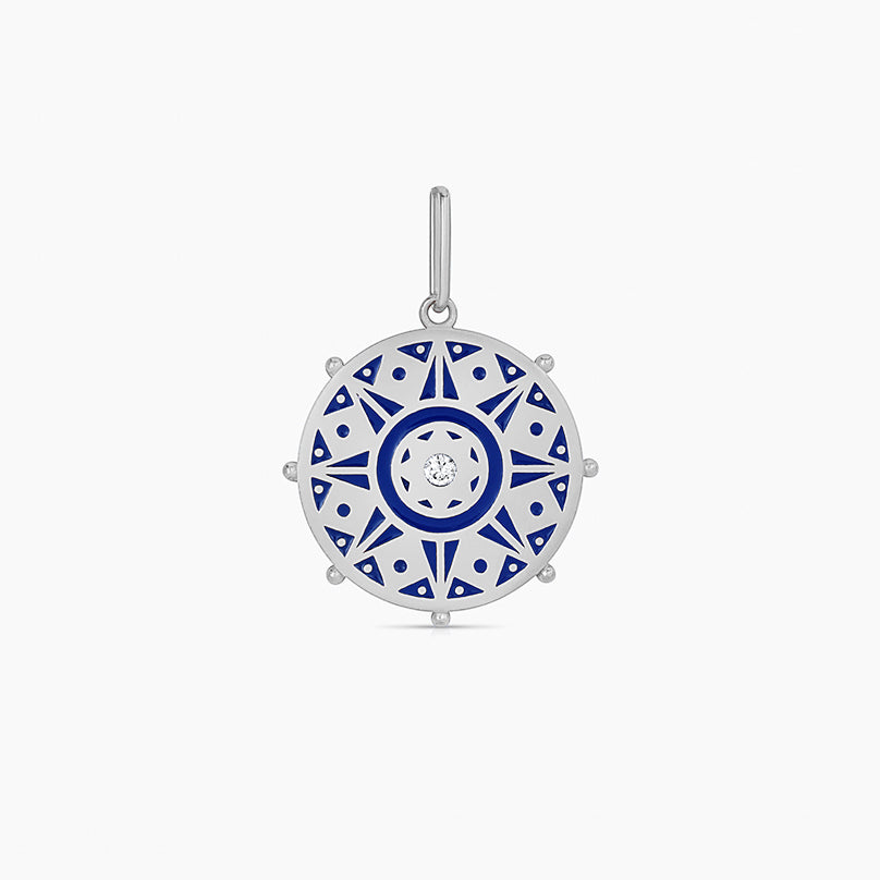 Karmic Wheel Blue Enamel Charm - Image 3