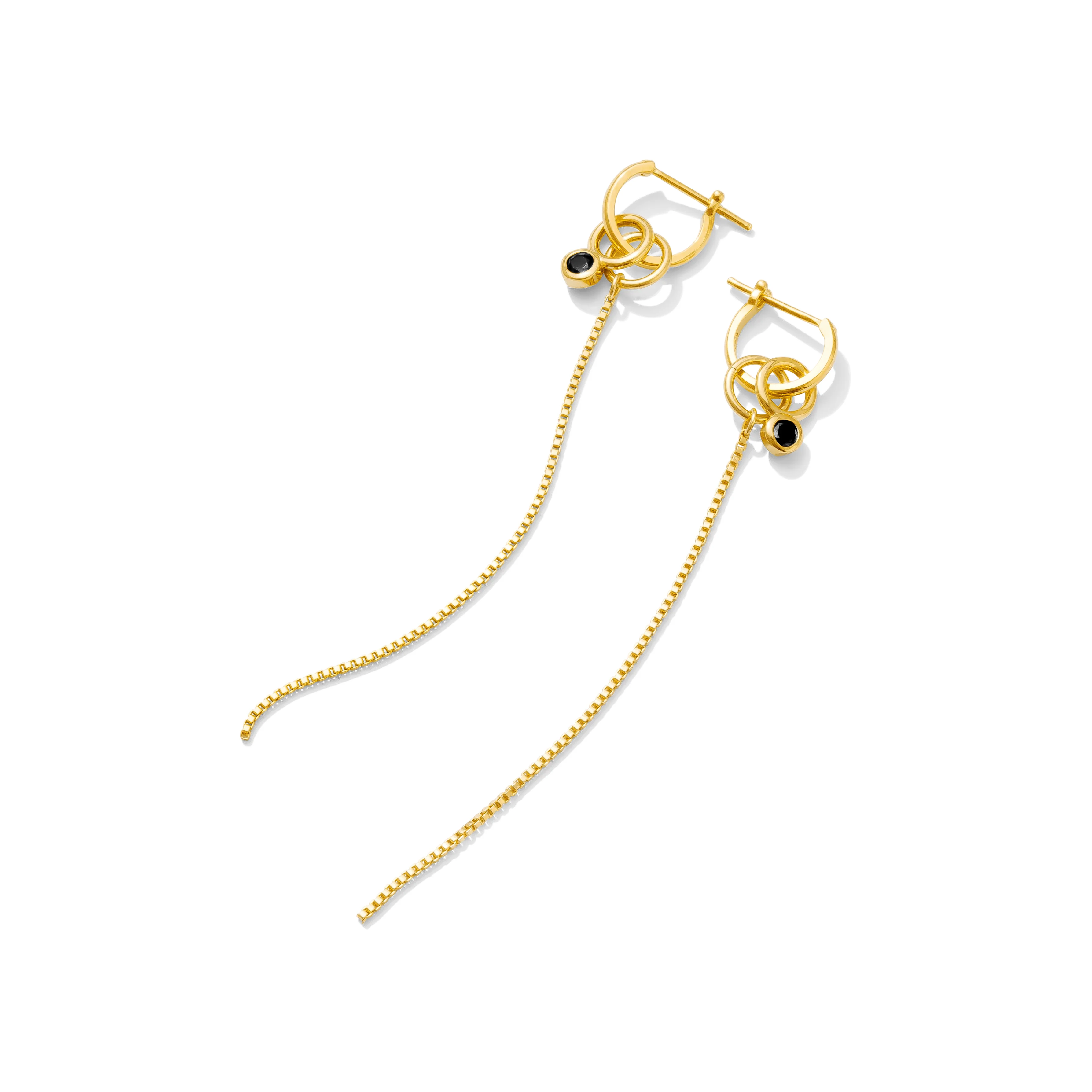 Lilou Black Drop Hoop Earrings - Image 4
