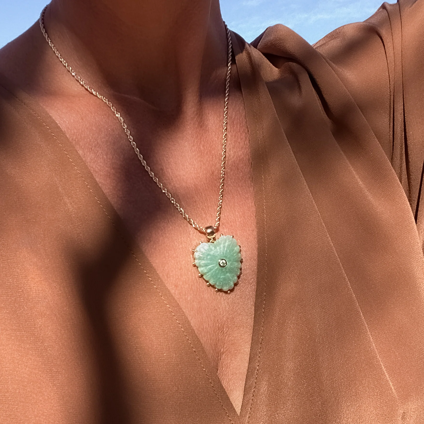 Malene Amazonite Heart Bail - Image 10