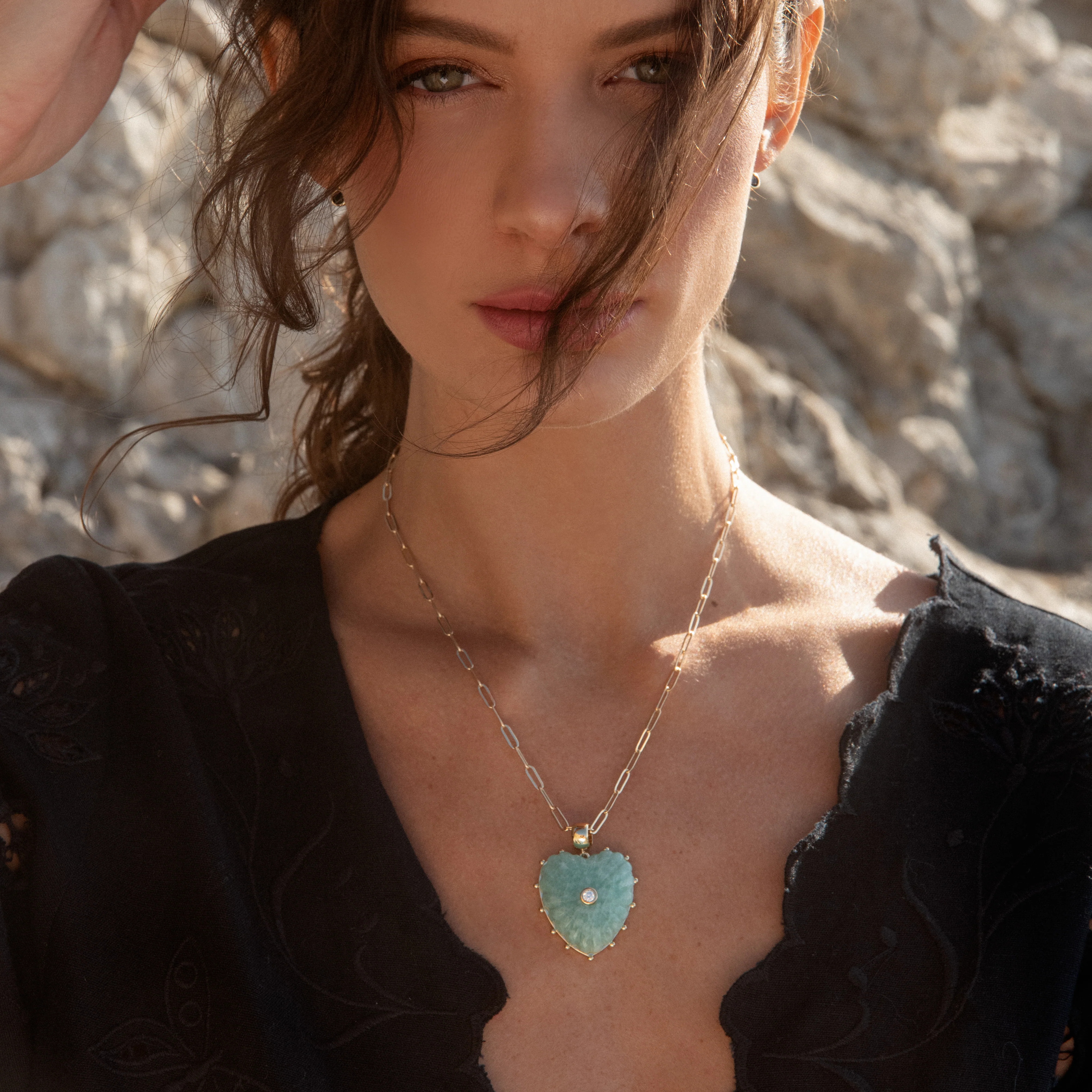 Malene Amazonite Heart Bail - Image 7