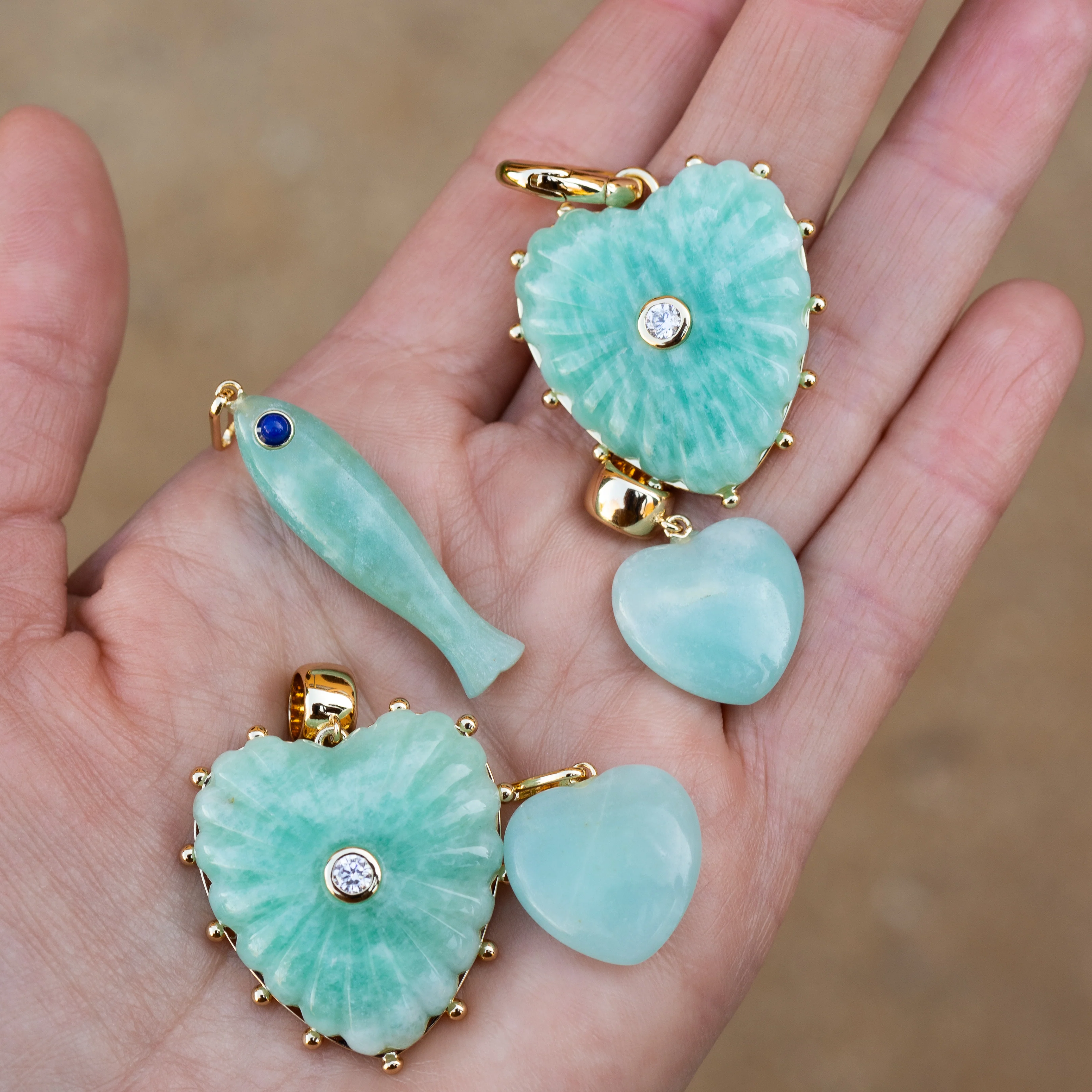 Malene Amazonite Heart Clip - Image 3
