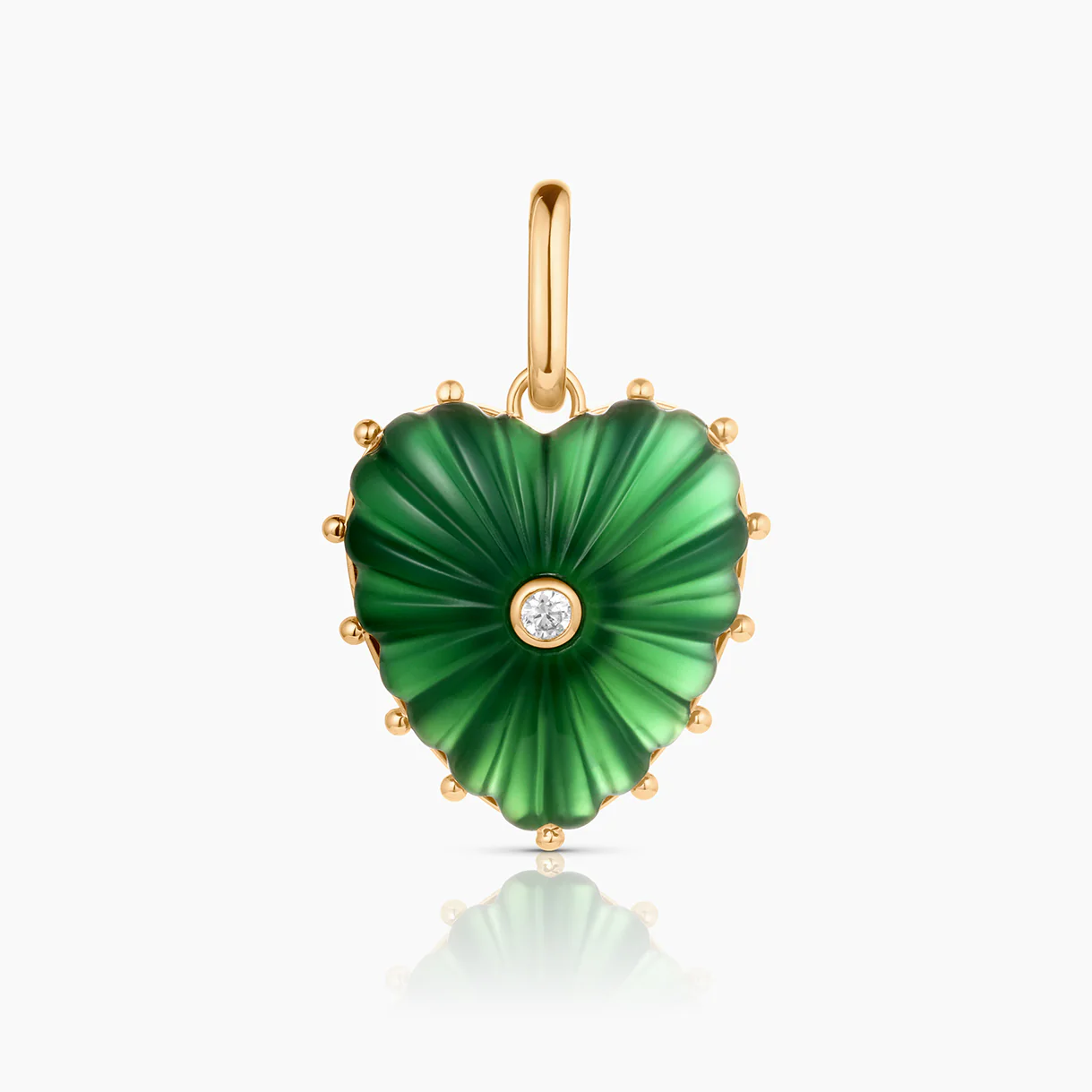 Malene Green Jade Heart Clip Necklace - Image 3