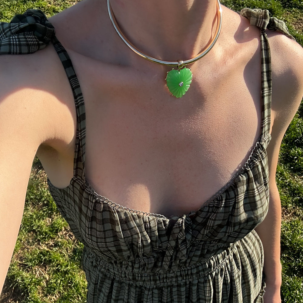 Malene Light Green Jade Heart Bail - Image 3