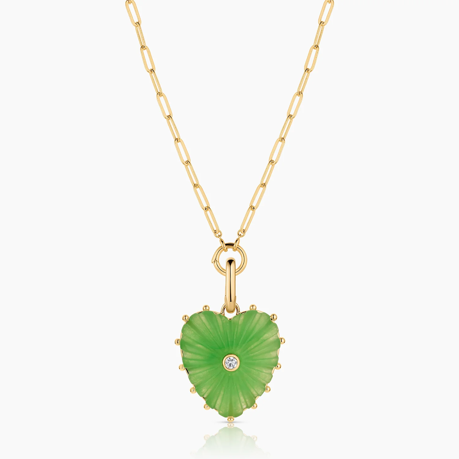 Malene Light Green Jade Heart Clip - Image 5