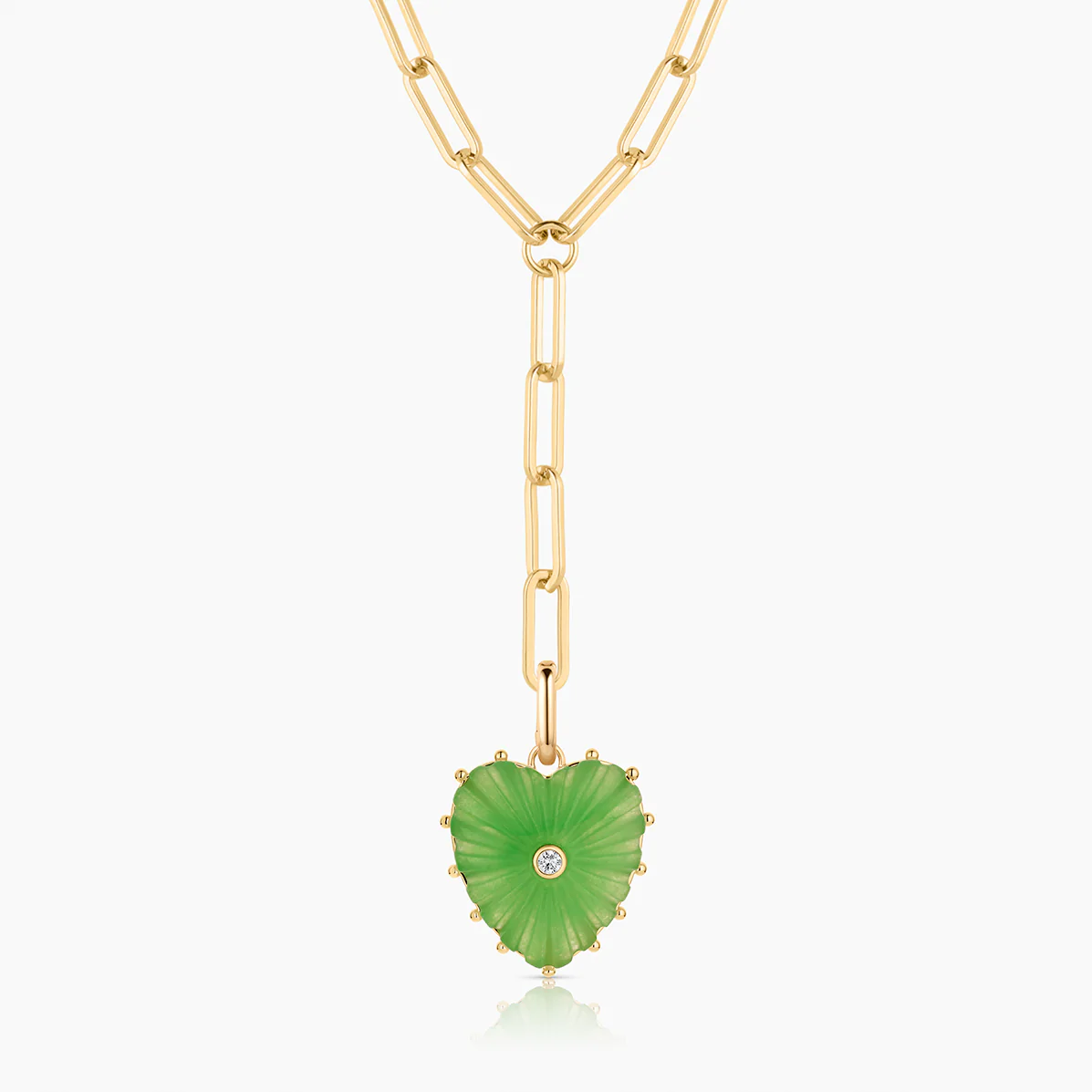 Malene Light Green Jade Heart Clip - Image 7
