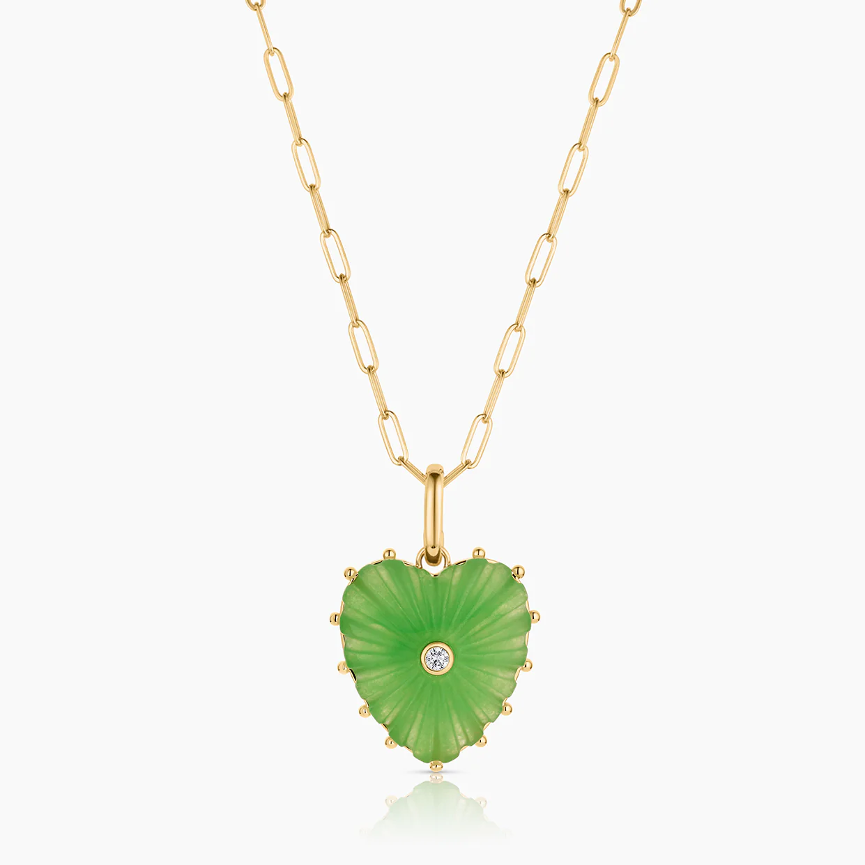 Malene Light Green Jade Heart Clip - Image 8