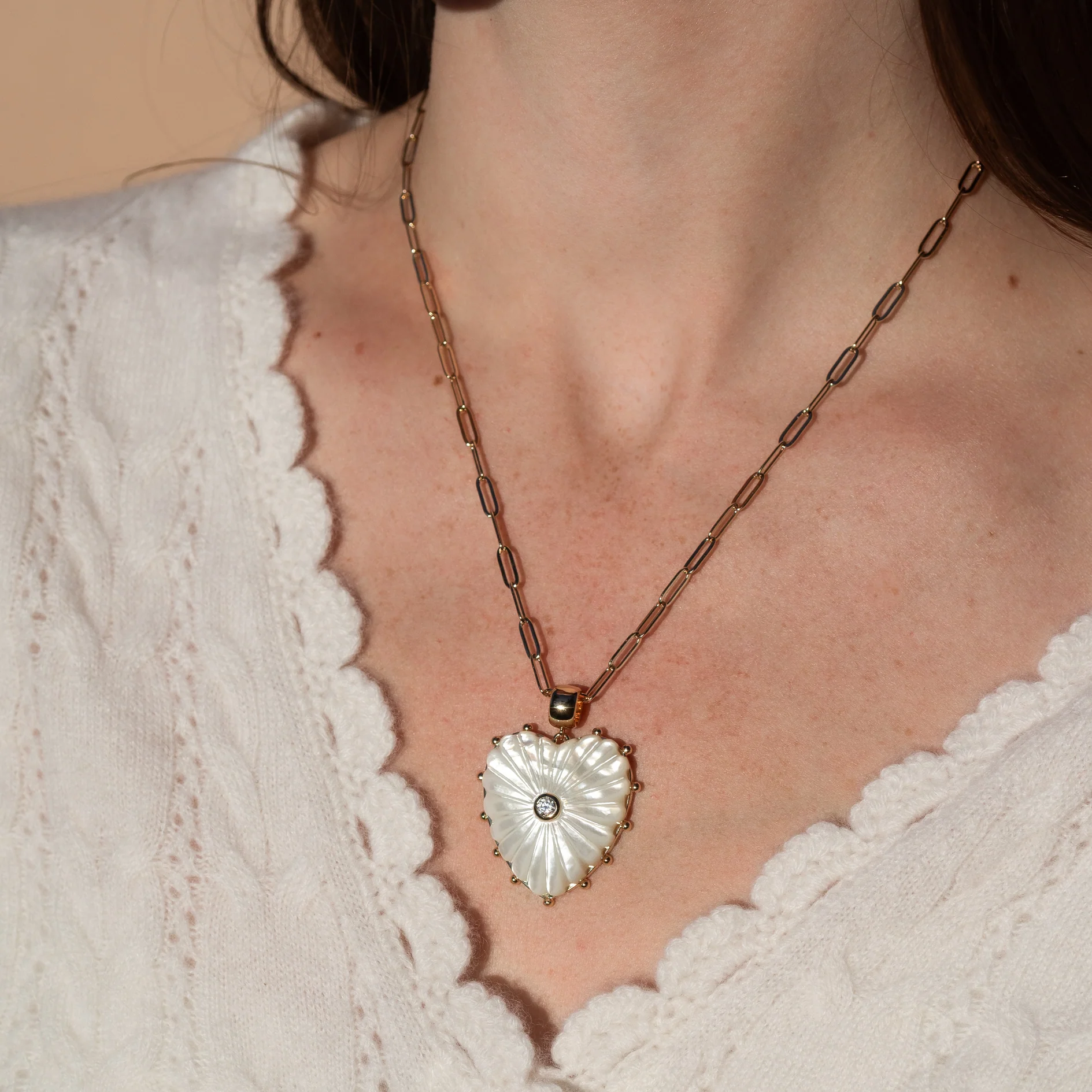 Malene Mother Of Pearl Heart Bail - Image 10