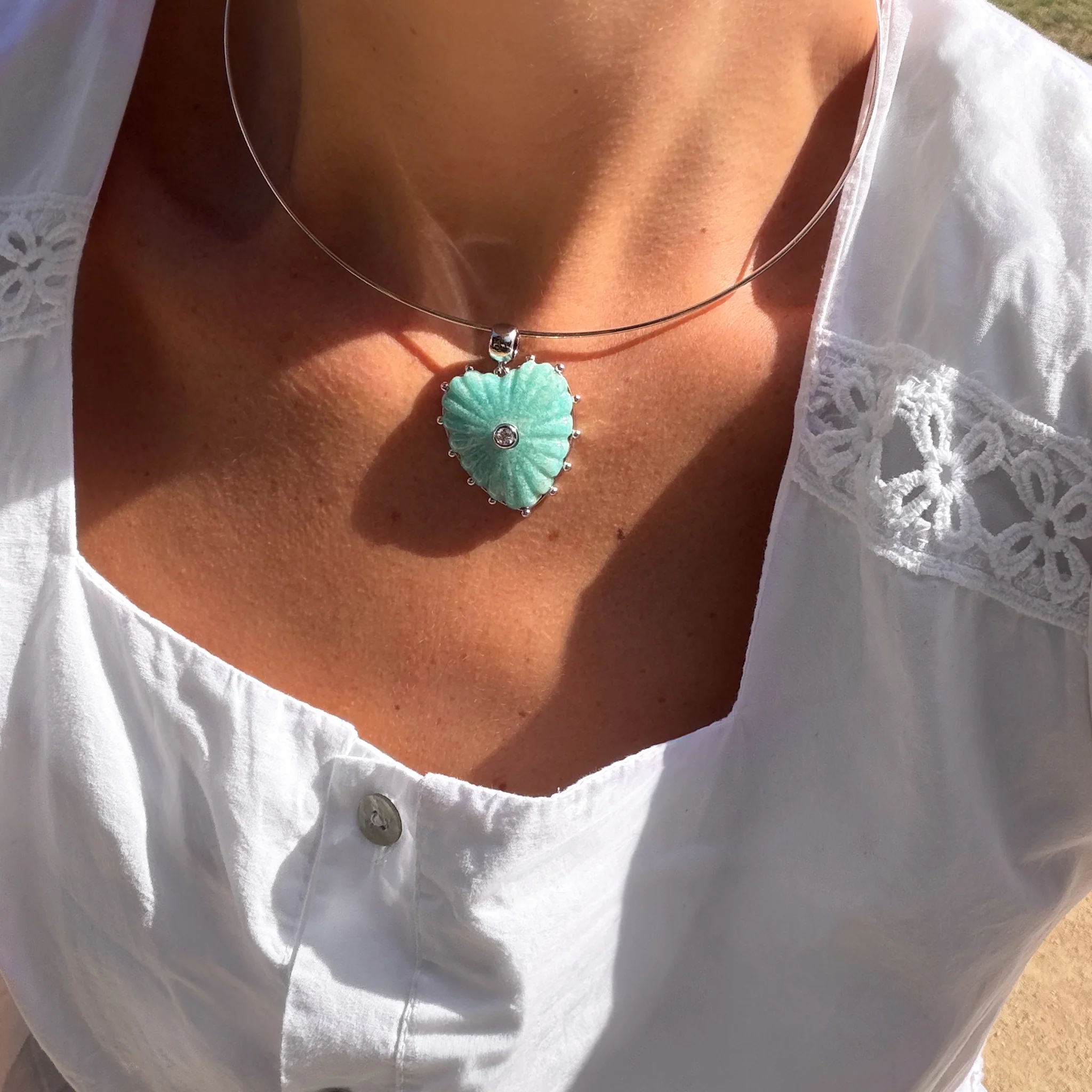 Malene Silver Amazonite Heart Bail - Image 3