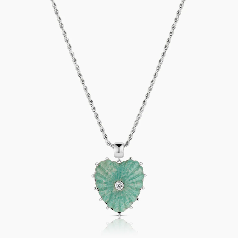 Malene Silver Amazonite Heart Bail - Image 5