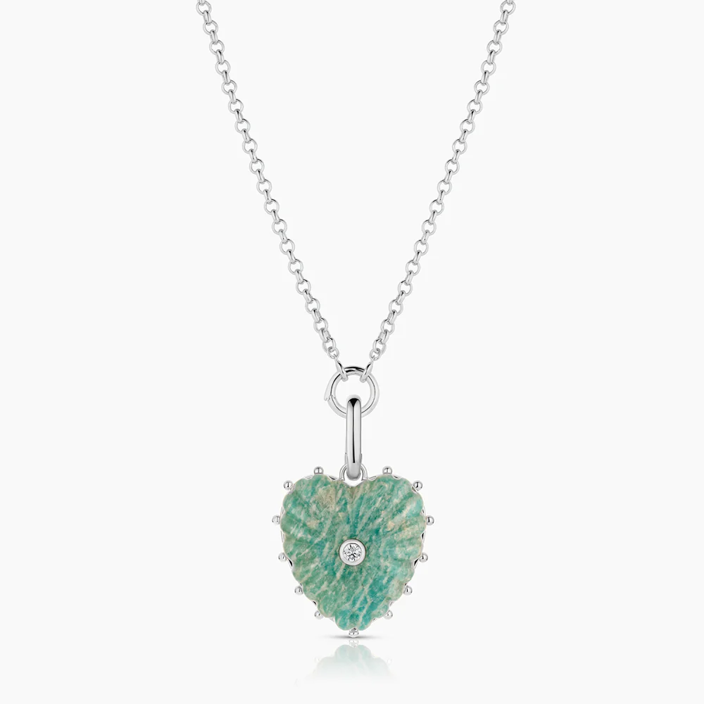 Malene Silver Amazonite Heart Clip - Image 5