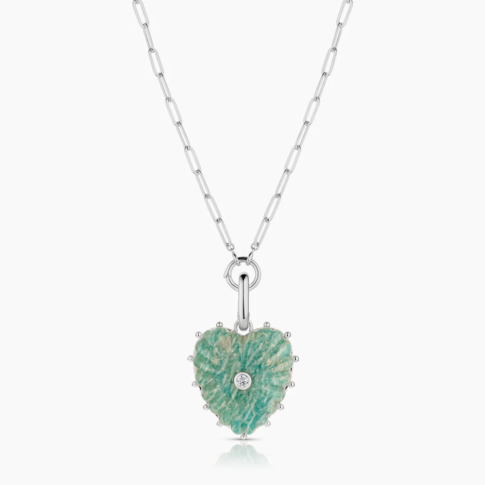 Malene Silver Amazonite Heart Clip - Image 6