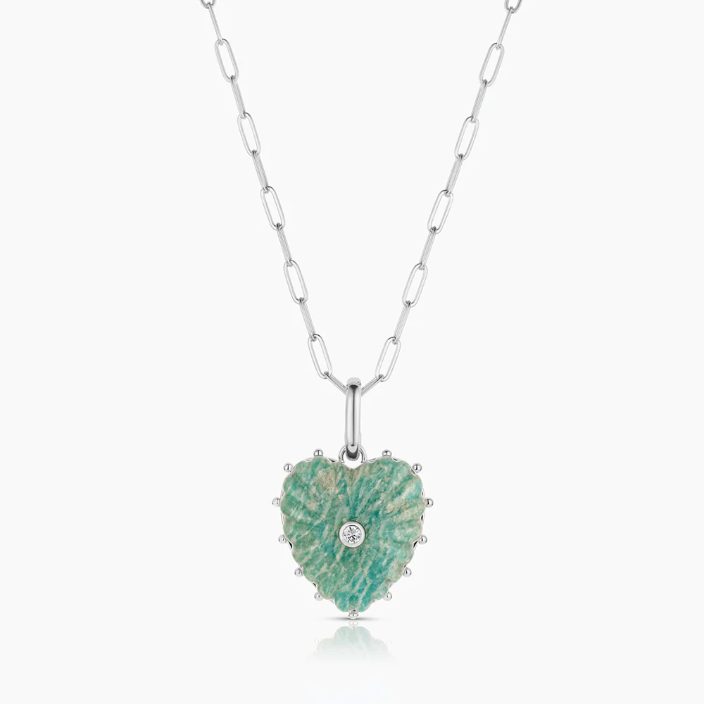 Malene Silver Amazonite Heart Clip - Image 7