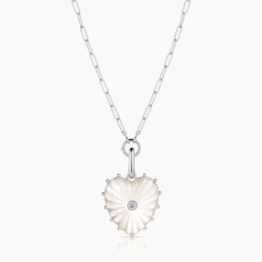 Malene Silver Mother Of Pearl Heart Clip - Image 6