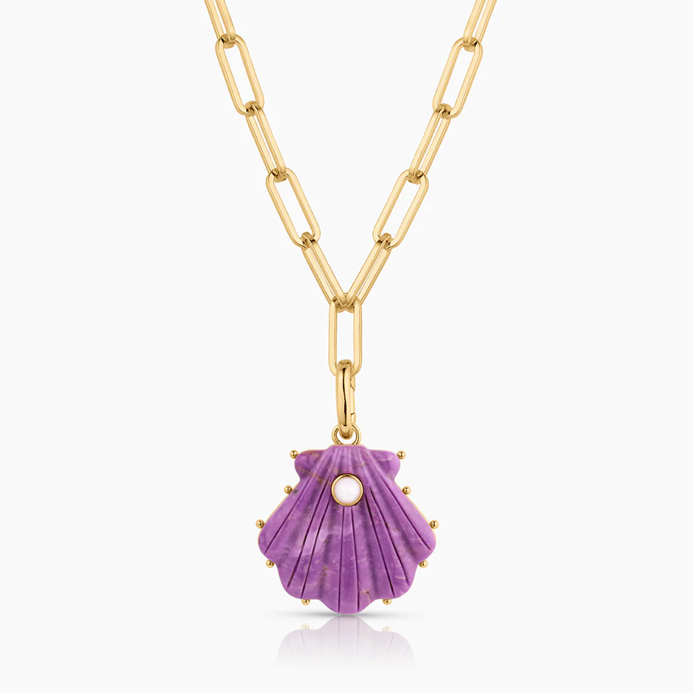 Marea Purple Mica Shell Clip Necklace