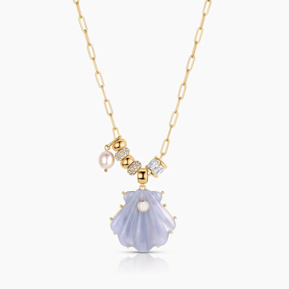 Marea Soirée Blue Lace Shell Necklace