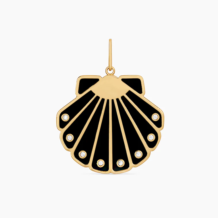 Moonshell Black Enamel Charm