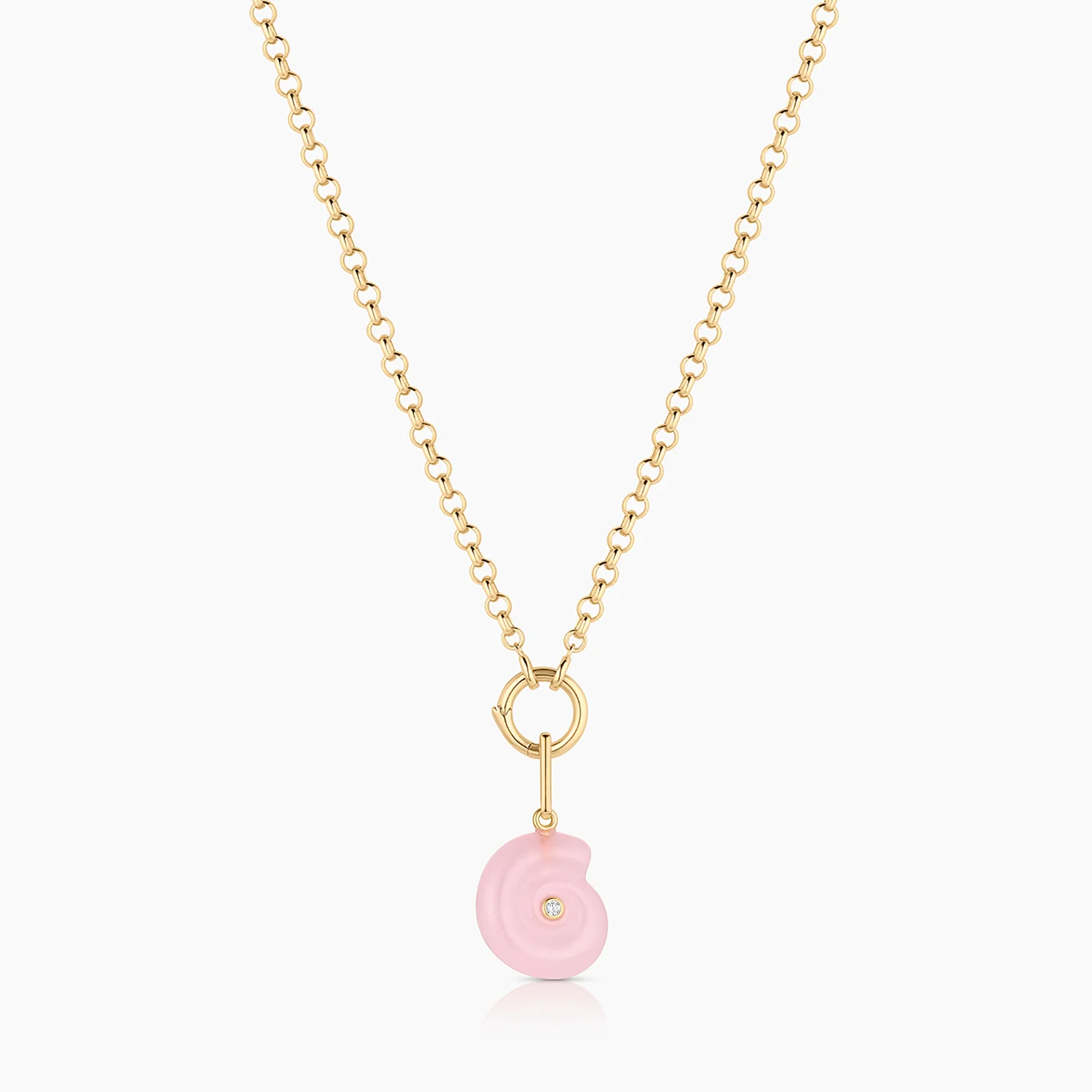 Nautilus Pink Jade Spiral Shell - Image 4