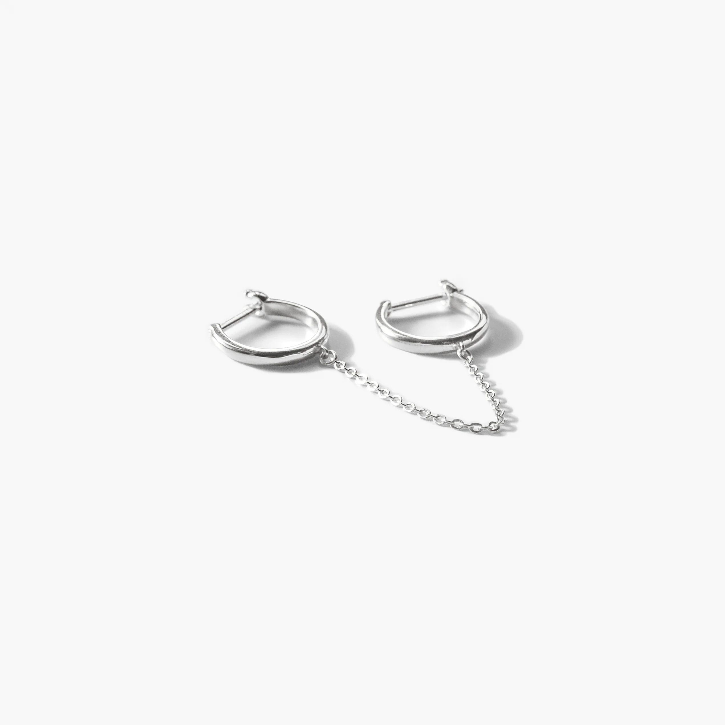 Remi Silver Double Hoop Earrings - Single Side - Image 4