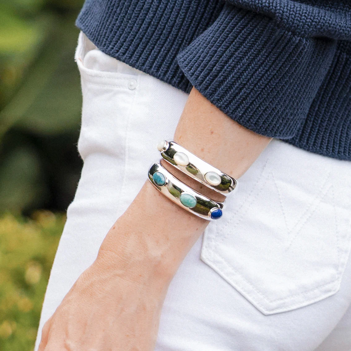 Simone Silver Mother Of Pearl Cuff Bracelet - Image 7