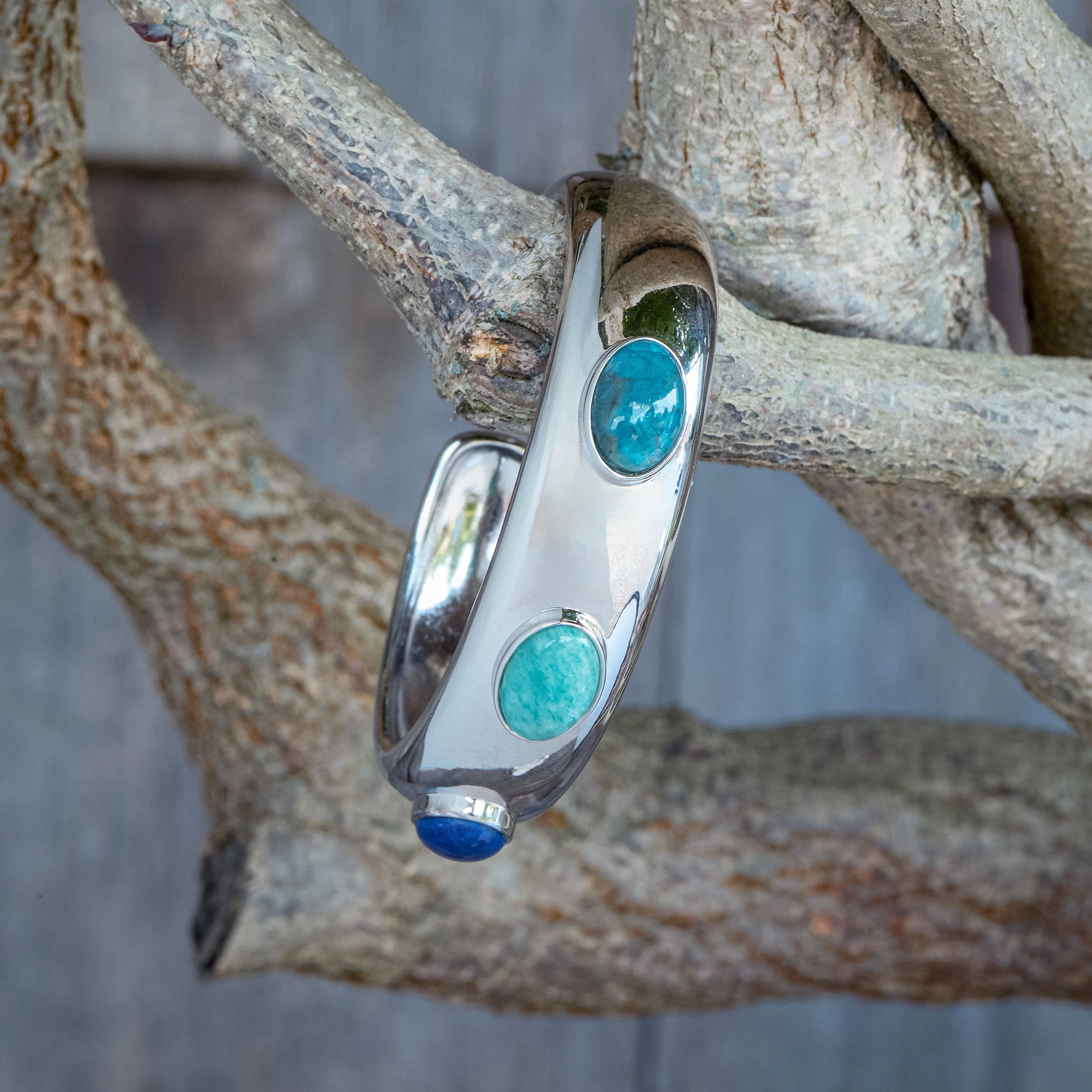 Simone Blue Mixed Cuff Bracelet - Image 8
