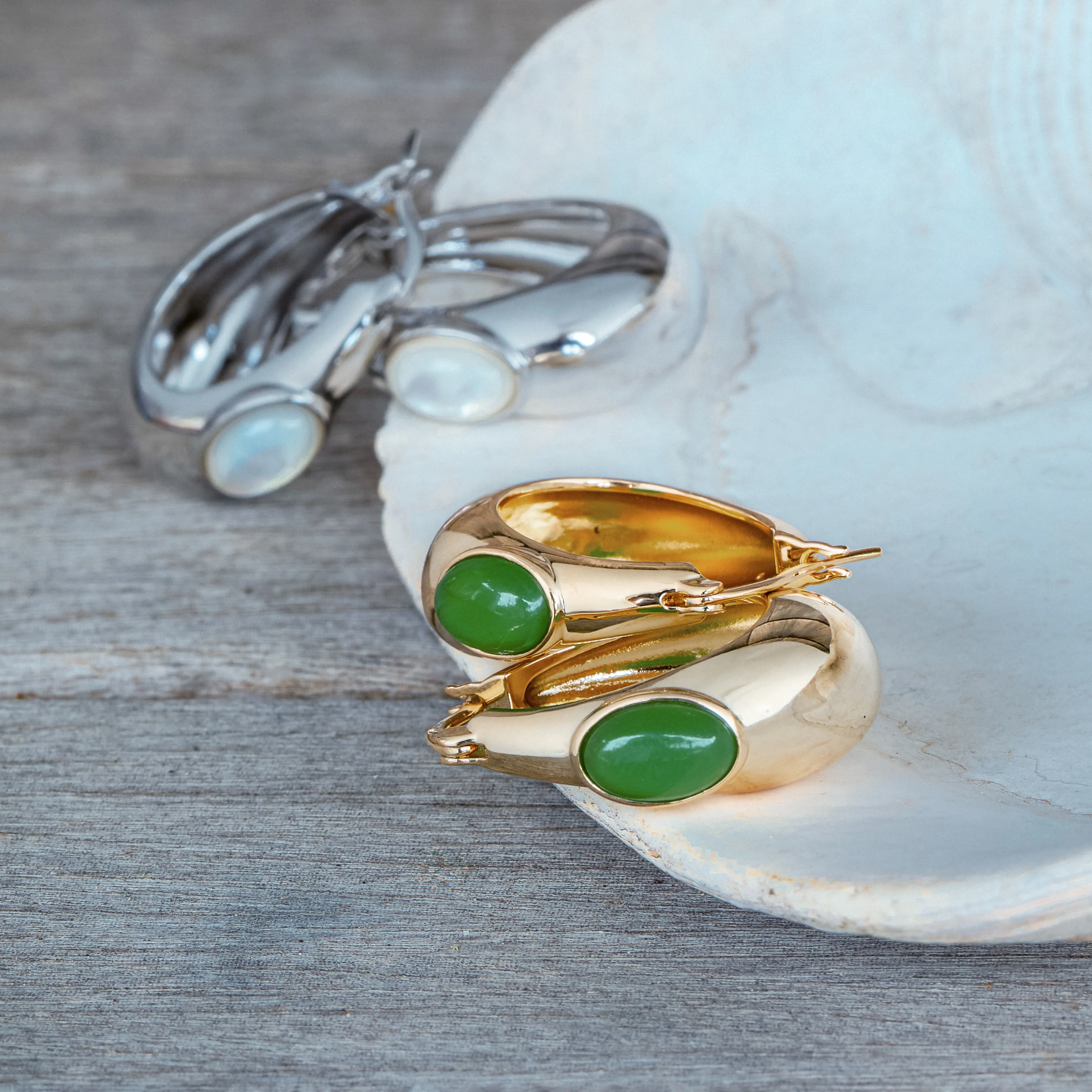 Simone Green Jade Hoop Earrings - Image 4