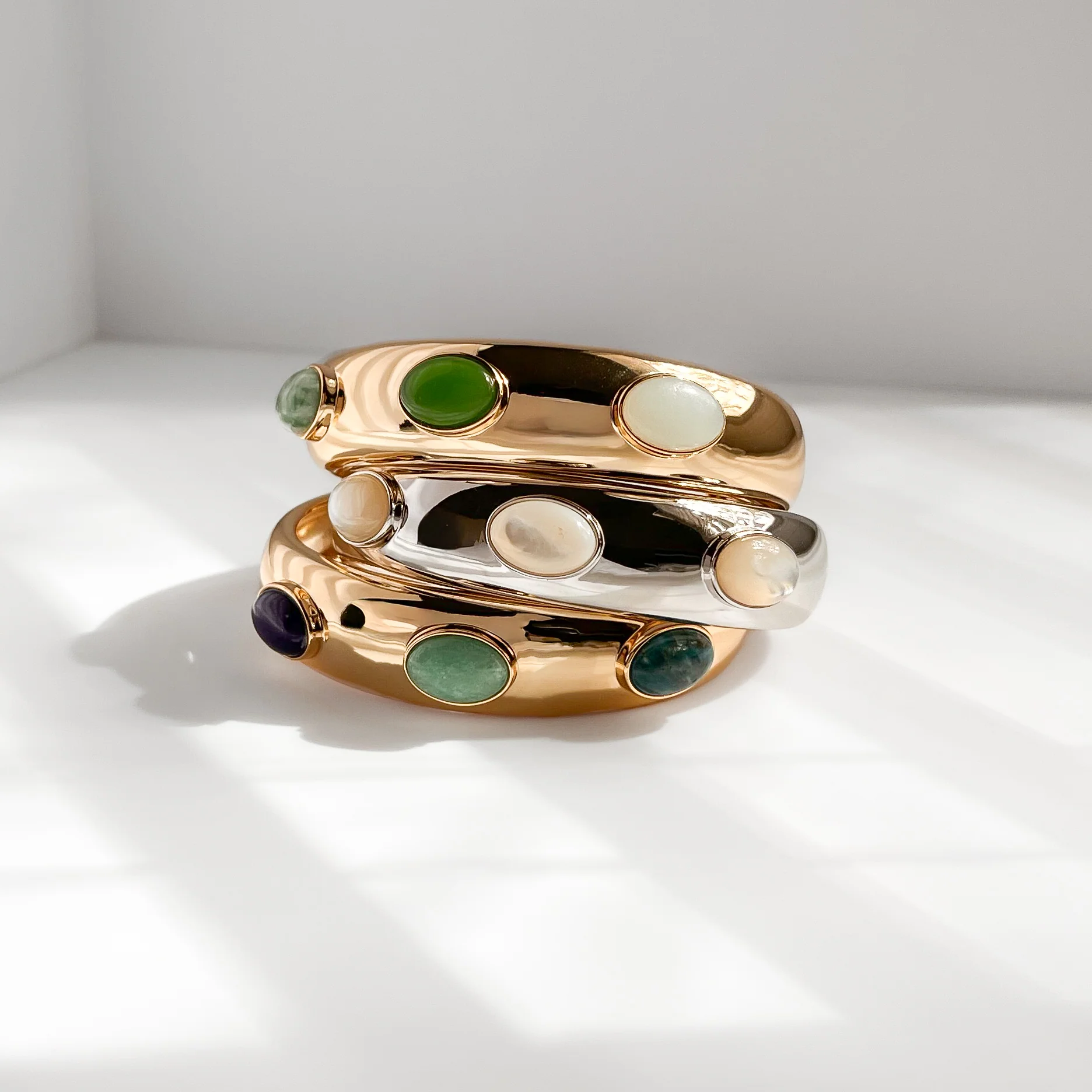 Simone Silver Mother Of Pearl Cuff Bracelet - Image 8
