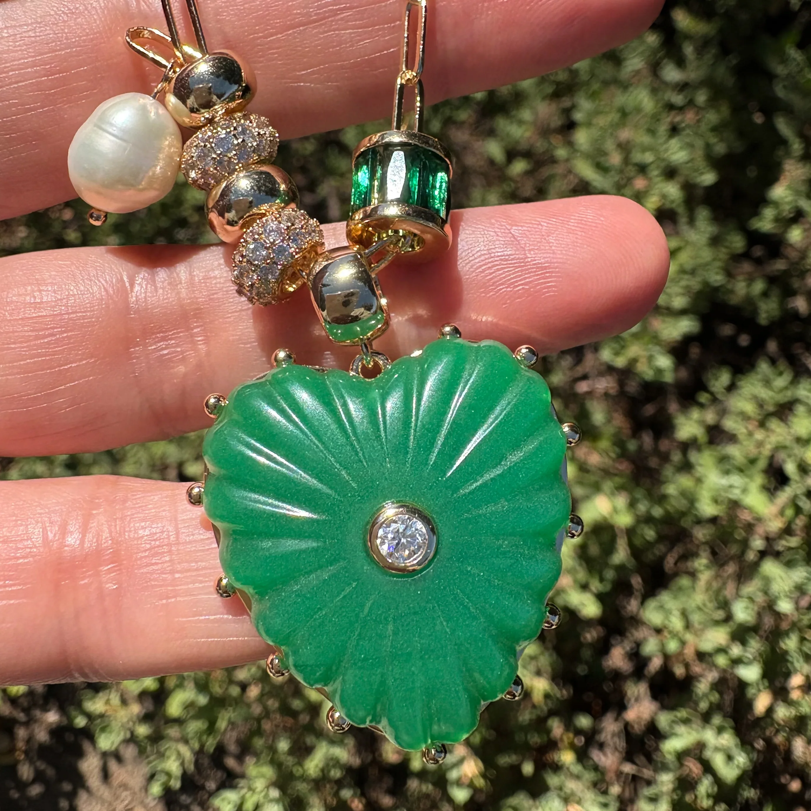 Soirée Green Jade Heart Necklace - Image 3