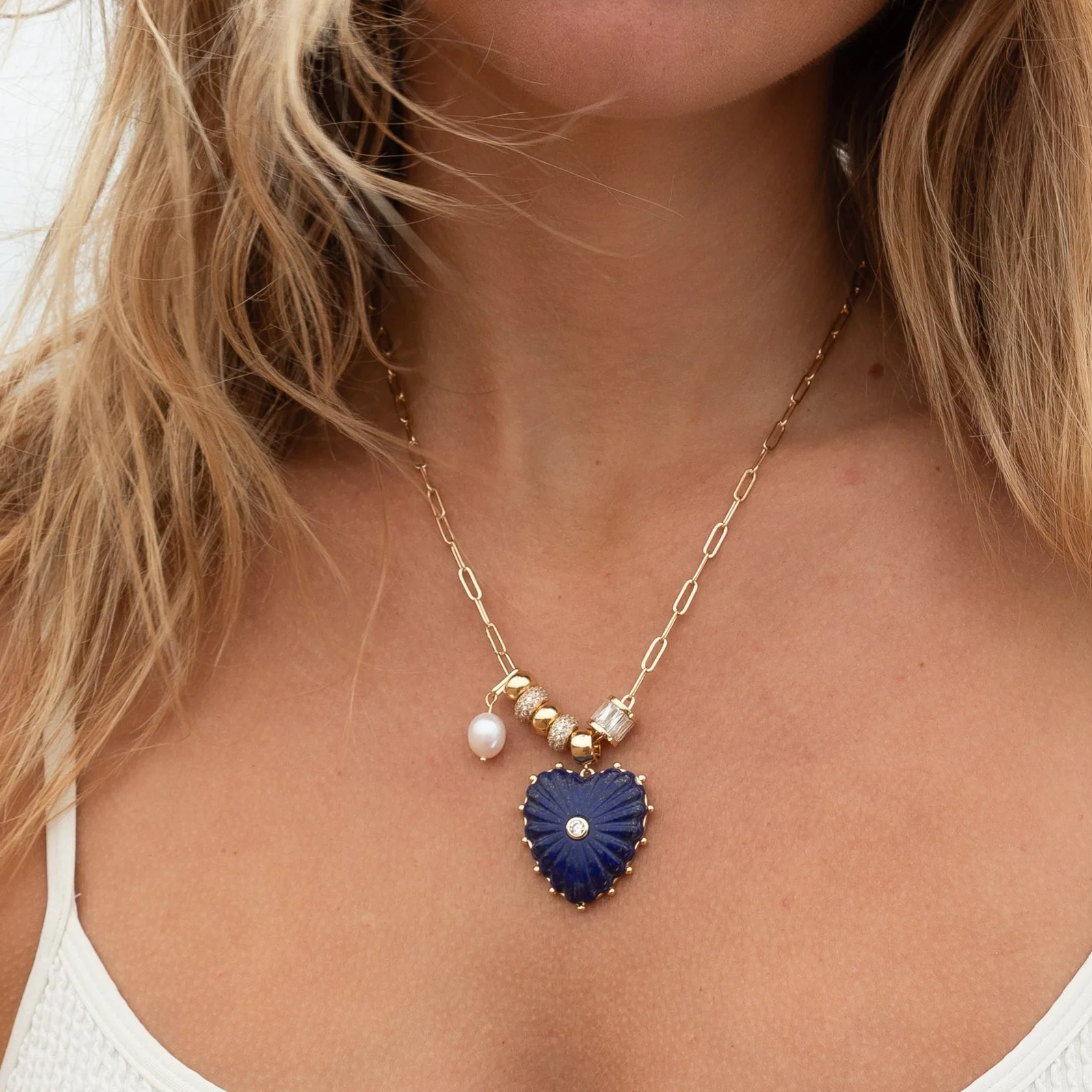 Soirée Lapis Heart Necklace - Image 3