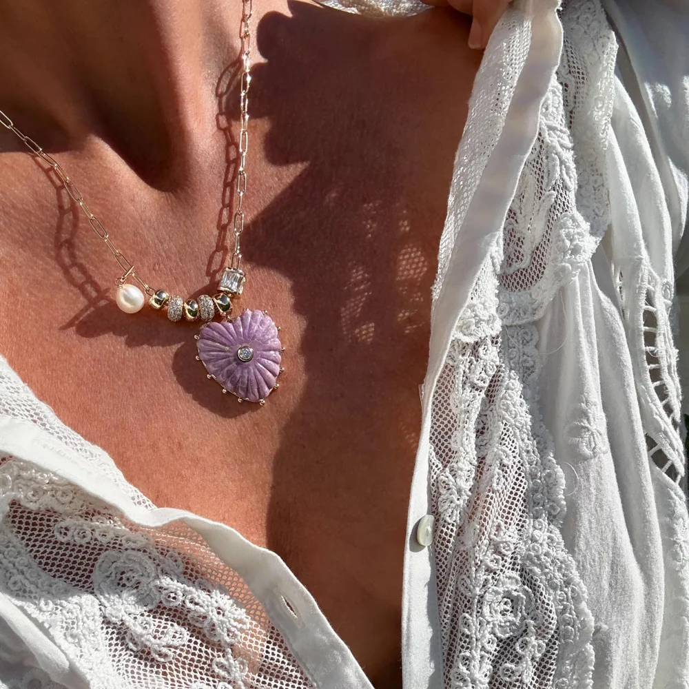 Soirée Purple Mica Heart Necklace - Image 3