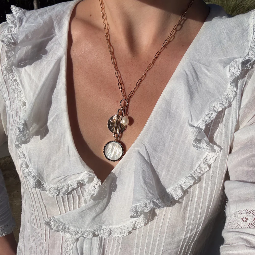 Solario Sundial Mother Of Pearl Necklace - Image 2